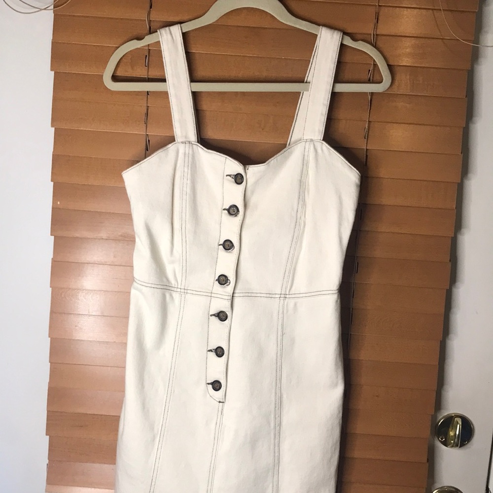 Zara XS white denim buttoned dress